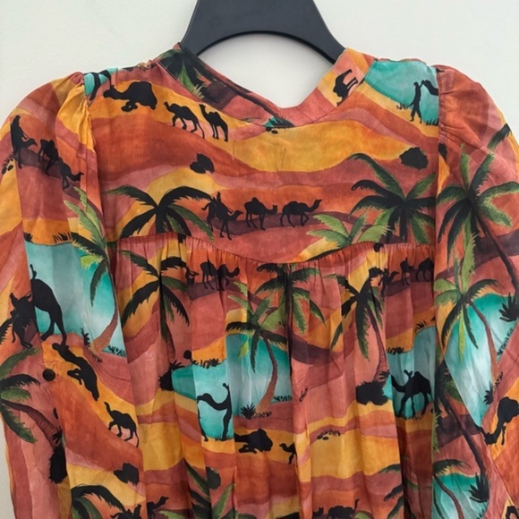 Chufy Anthropologie Made in India Orange Camel Desert Oasis Kaftan Maxi Dress - Picture 13 of 16